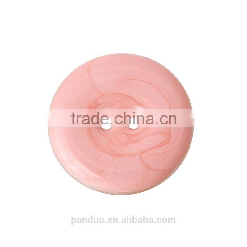Round Handmade Enamel Pink Two Holes Shell Sewing Button
