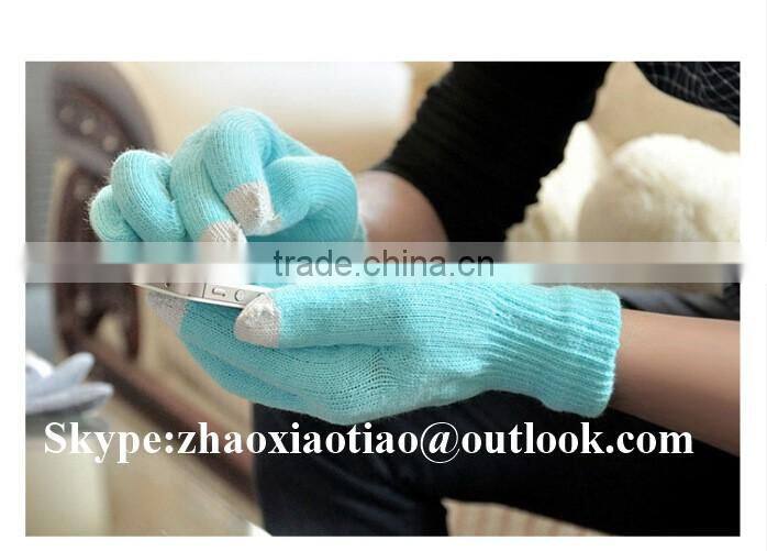 High Quality colorful Conductive Knitted Finger Touch Screen Gloves for smartphone