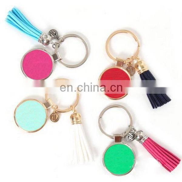 2016 New Tassel Disc Keychain For Women Enamel Metal Disc Monogram Keychain