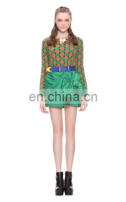 Charming winter european style hand-made splicing flower high waist short skirt beautiful girl's skirt