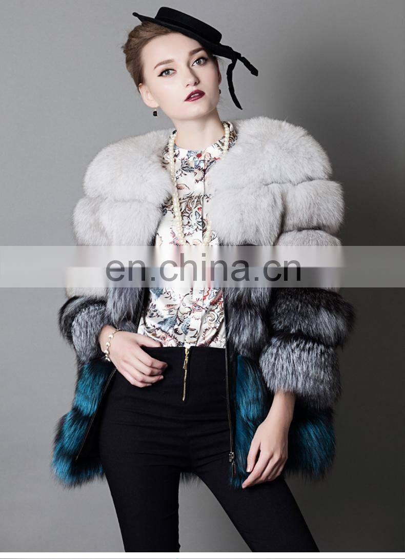 2016 Top Grade Elegant Luxury Winter Warm Real Fox Fur Coat Jacket