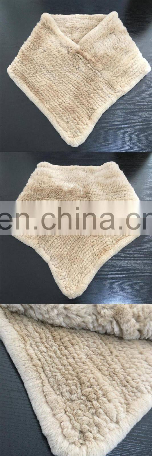 2016 Fashionable Hand Knitted Genuine Rex Rabbit Fur Scarf