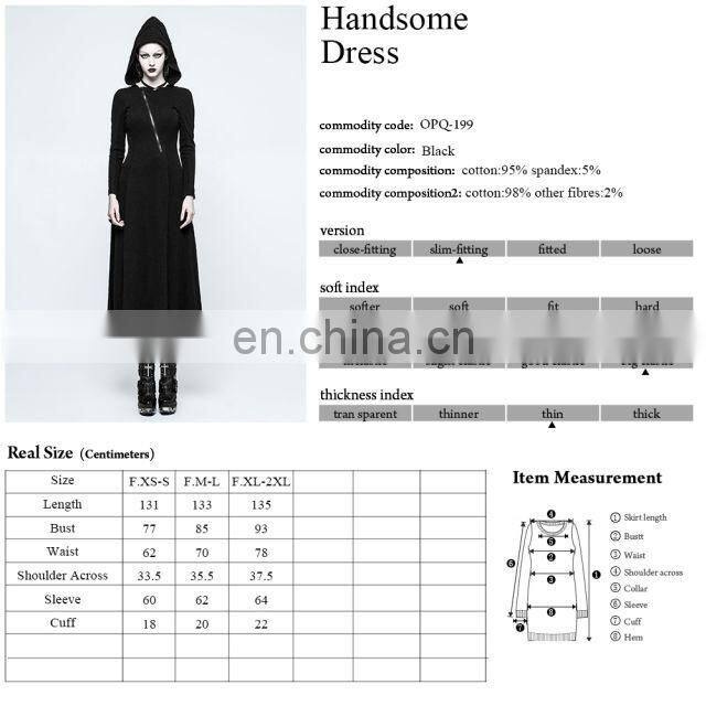 Punk Rave black open back longsleeve hooded maxi dress OPQ-199