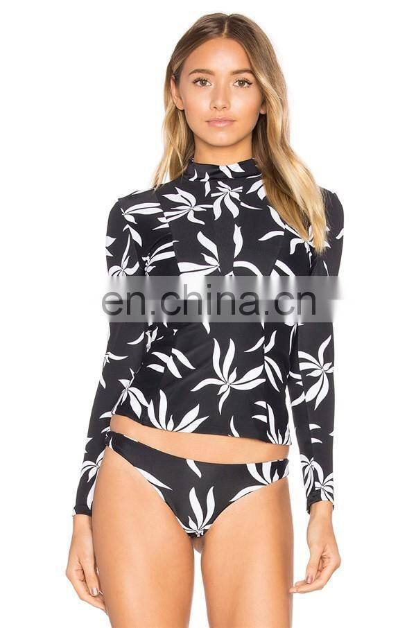 low moq custom sublimation fashion upf 50+ women long sleeve rash guard