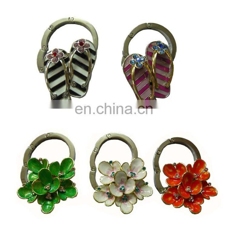 Brand Name Zinc Alloy Foldable bag holder with acrylic stone