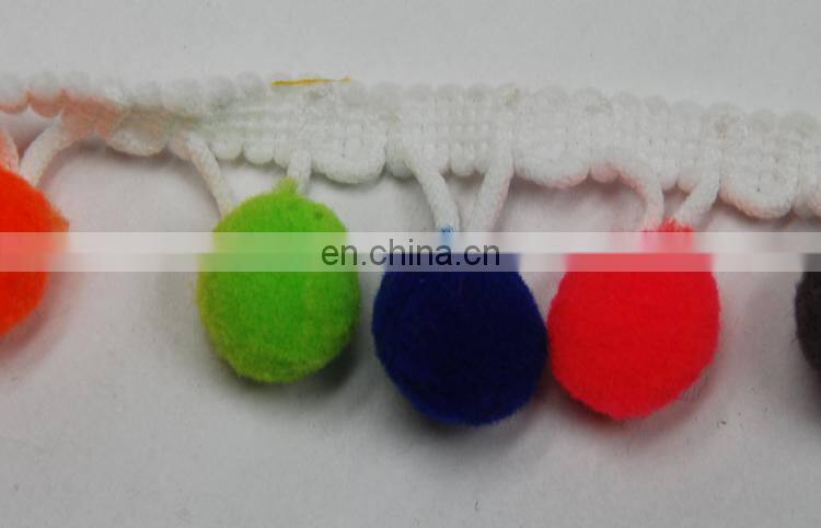 Custom cheap colorful pompom lace trimming