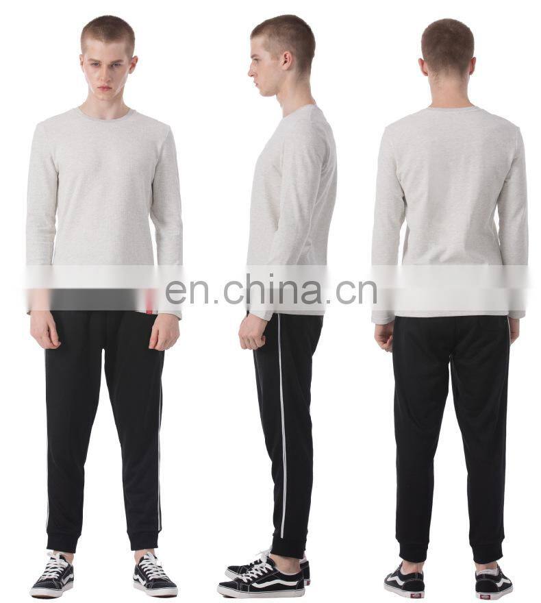 Custom blank 100 soft cotton long sleeve Casual Blank Mens crew neck t-shirt