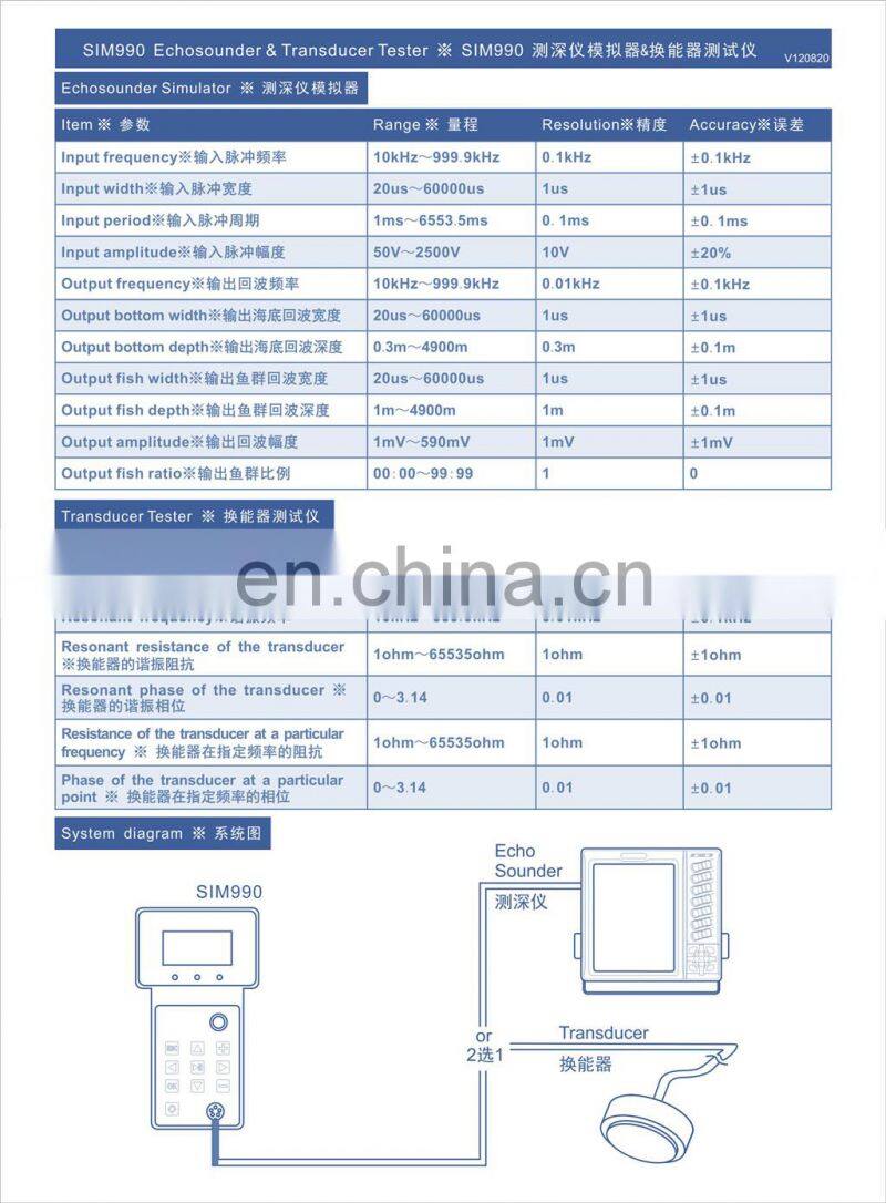 Marine electronics maritime navigation communication handhold radio NINGLU SIM990 Echo Sounder Simulator Transducer Tester combo