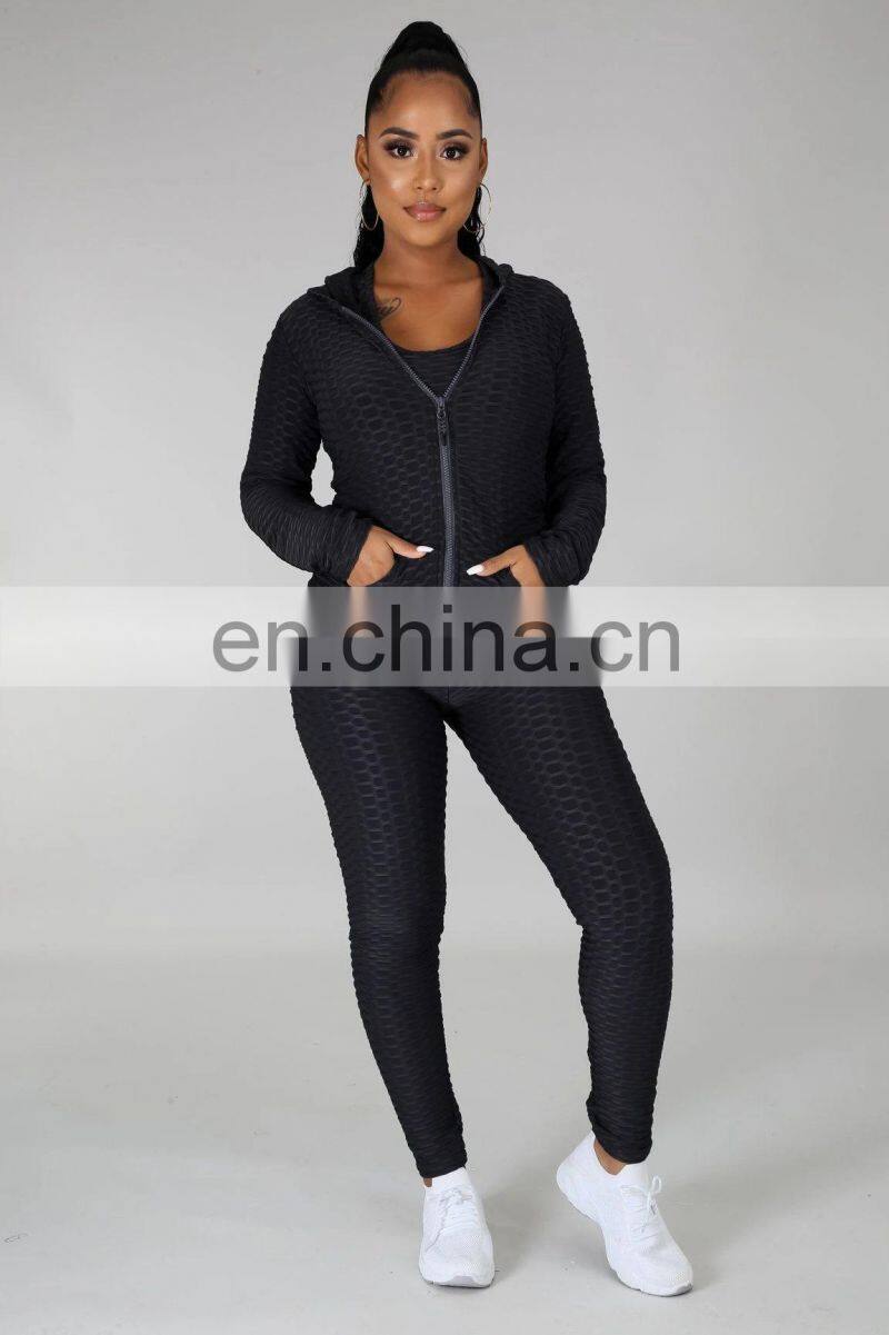 Customized LOGO Valentine's Day Clothes New Spring and Autumn Hooded Zipper Plus Size Sweater Sports Three-piece Yoga Set