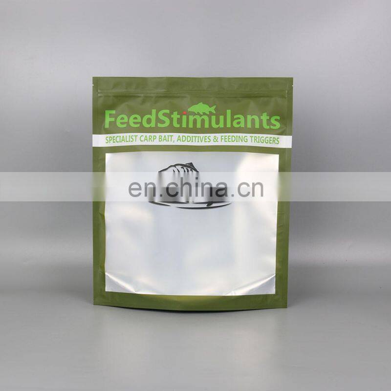 China gold supplier printed stand up dog food packaging mylar bags custom window with resealable zipper