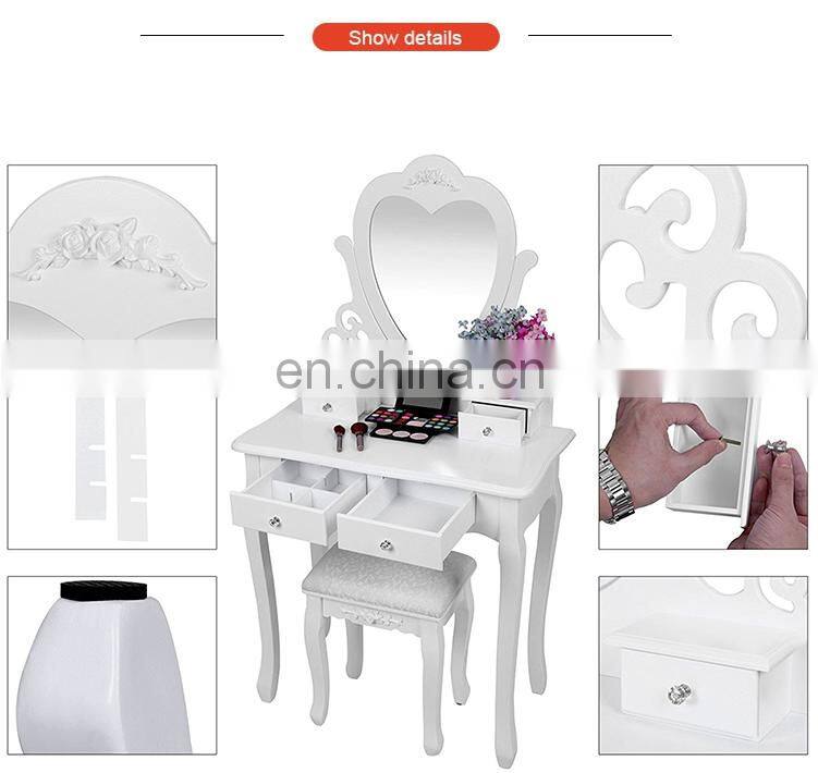 Vanity Table Mirror Wooden Makeup Table Mirrored Dresser Dressing Table