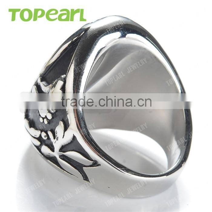 Topearl Jewelry Masonic Mason Gold-tone Oval Party Ring 316 Stainless Steel MER05-01