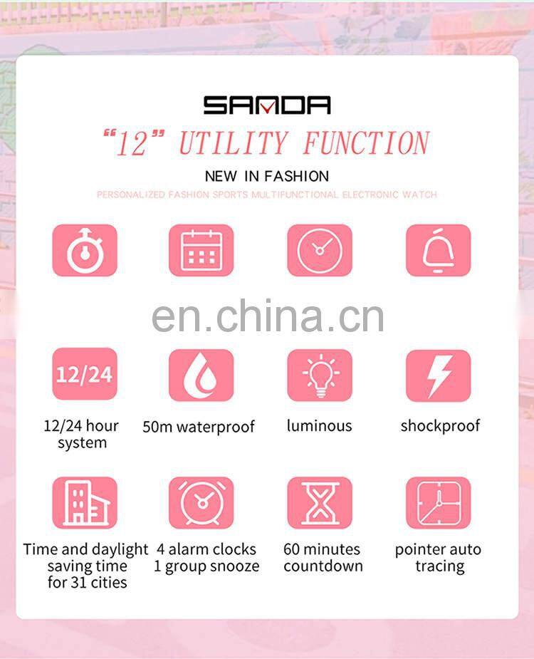 SANDA 6068 Women's Watches Multifunction Military Quartz Digital Wristwatch Casual Clock watches digitals