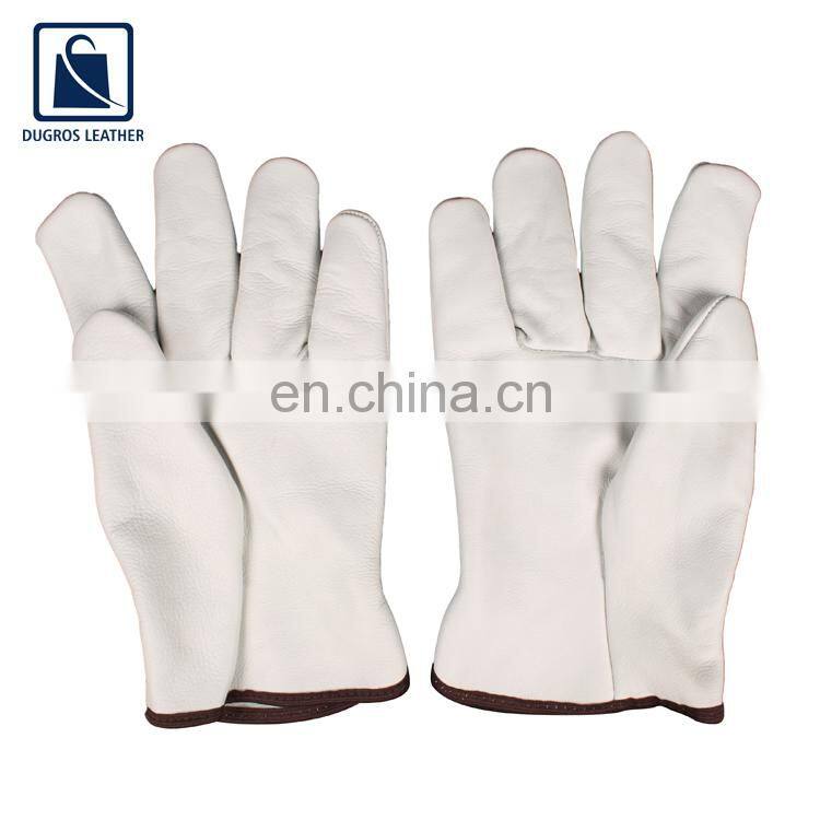 Straight Thumb Color Binding Plain Style Leather Gloves for Wholesale Purchase