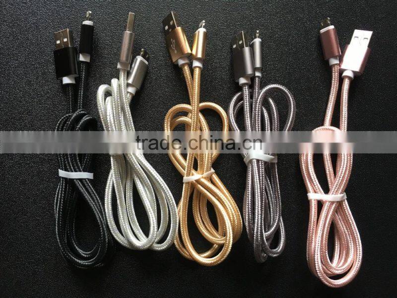 hot products wholesale high speed braided 2 in 1 charging data micro usb cable