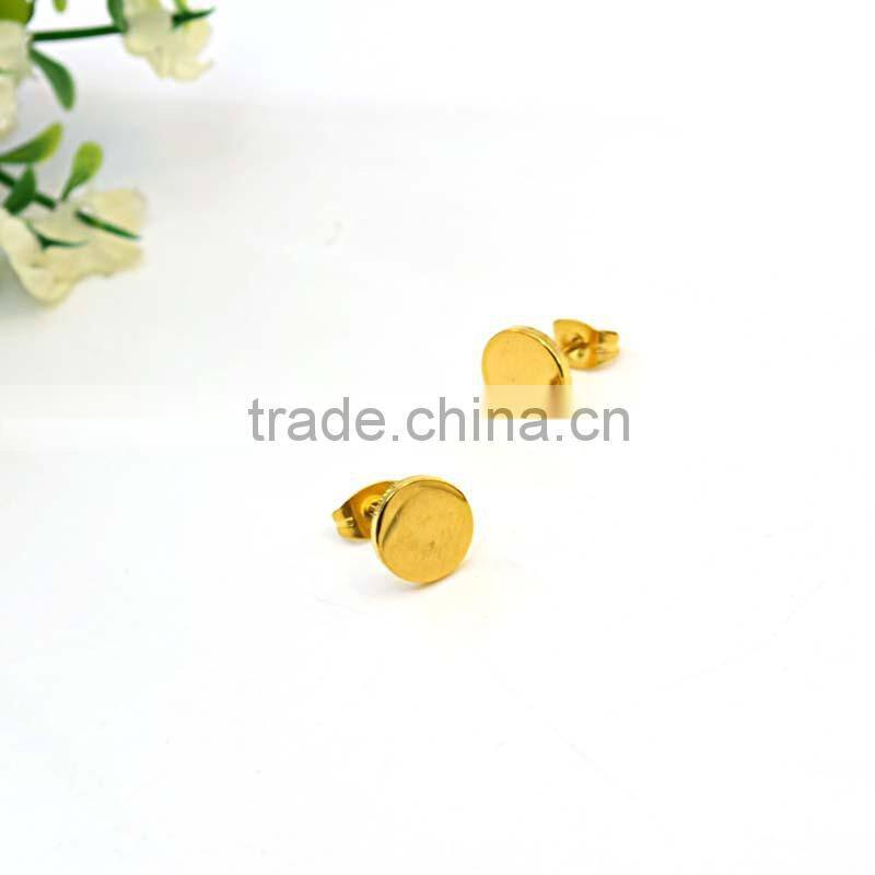 18K Gold plate 2 gram gold beautiful designed earring round coin earring stud
