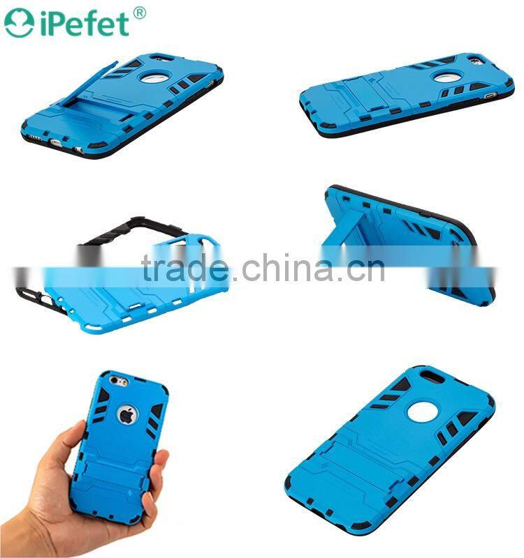 2016 New Phone Cover Ultra Slim 2 IN 1 Hybrid Armor Case Cover for iPhone 6S with Hard Kickstand