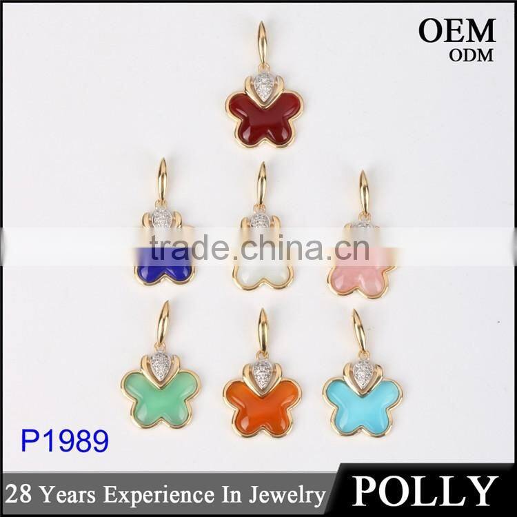 Wholesale fashion silver 925 lady butterfly pendant setting artificial stone jewelry