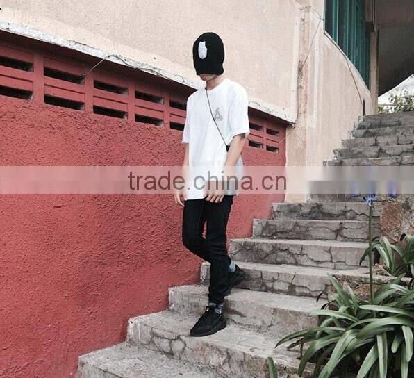 Star Same Style Cute Cat Pattern Rolled Brim Acrylic Knitted Cap for Man