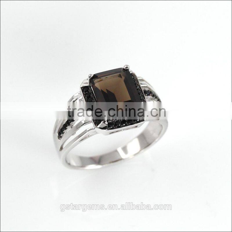 Unique design Mans silver button wholesale, button silver 925 with smoky quartz