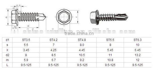 high quality tek screw with rubber EPDM washer