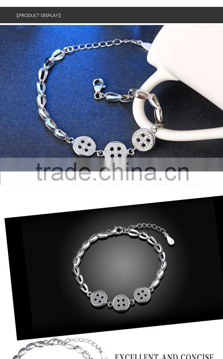 2016 latest design fancy chain bracelet made from pure silver for ladies