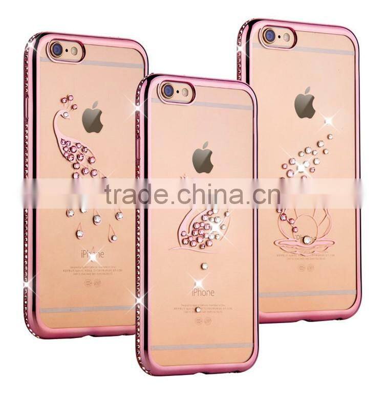 Luxury Peacock Swan style Bling Crystal Rhinestone Diamond case for iphone 6