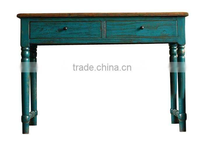 Chinese antique birch wood blue country furniture natural console table