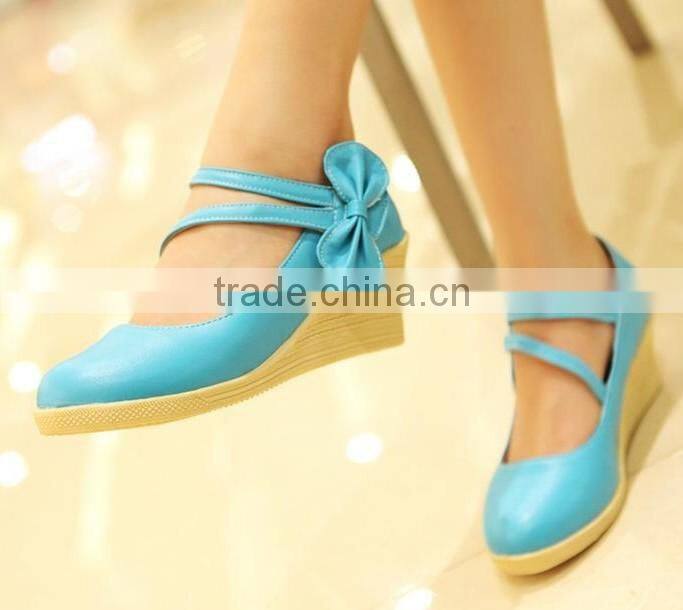 Fashion ankle stripe platform wedge ladies fashion shoes