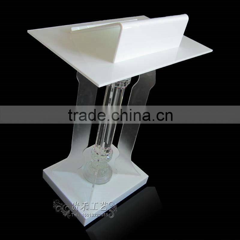 Acrylic lectern with crystal column/ cheap acrylic pulpit
