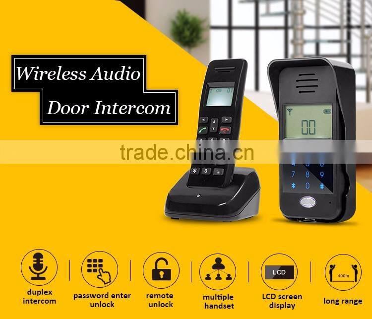 2.4G LCD Screen Display Battery Operated Audio Intercom Doorbell with Rain Cover