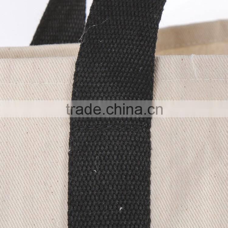 Open top style cotton canvas shopping bags, bottom,no side shape ,with Reinforcement handle