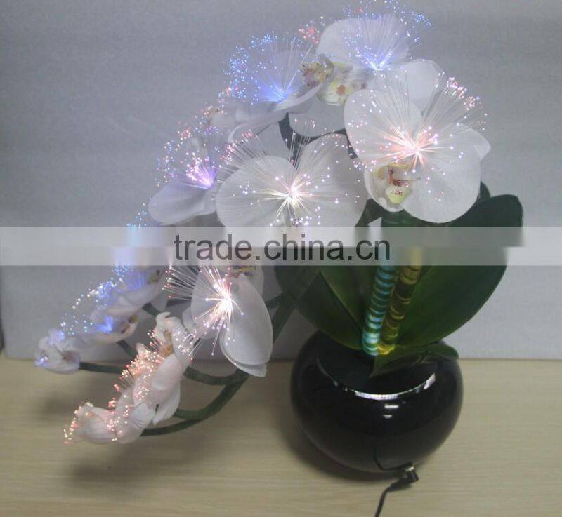 LED light fiber optical decorative white orchid flower for household/Wedding