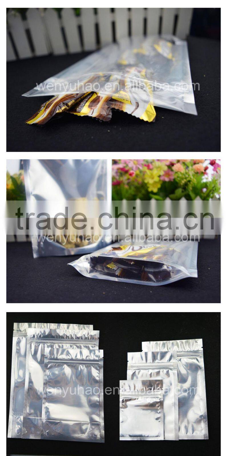 Laminated zip lock one side clear resealable aluminum foil packaging bags factory price