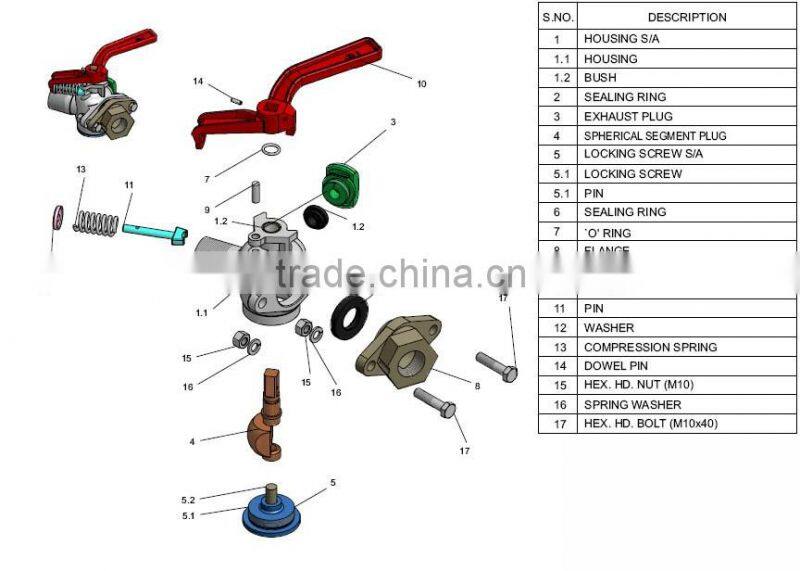 Red Angle Cock for Railway or Train Complete Air Brake System with UIC Standard