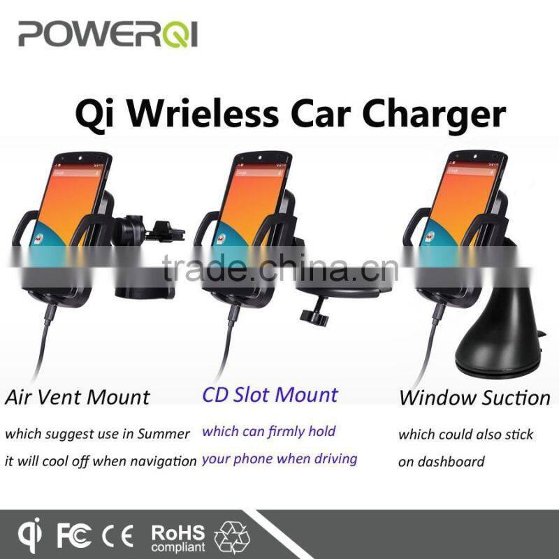 Detachable Car Mount Dashboard Holder with 3-Coils Wireless Charger Function