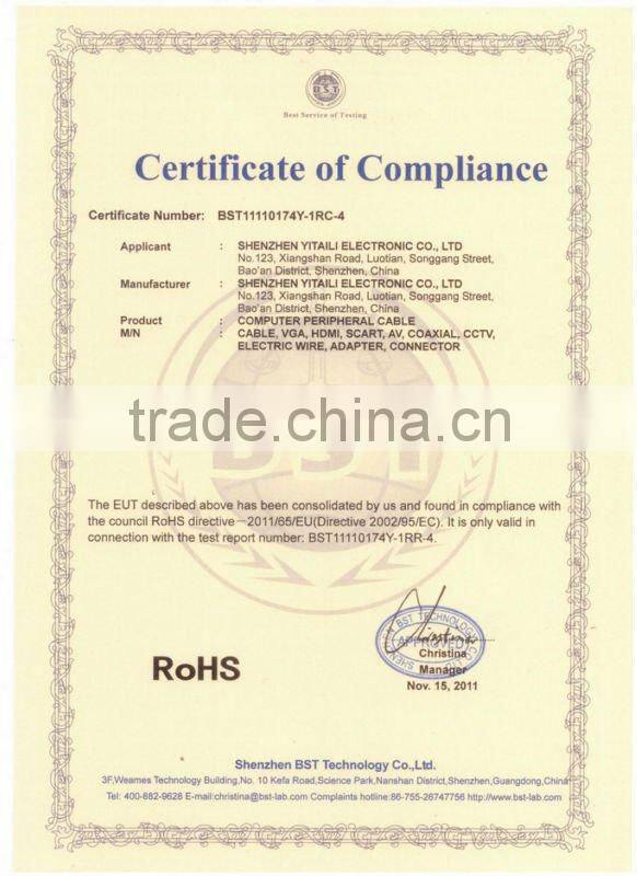 28AWG Gold plated RCA to VGA Cable with One Ferrite cord