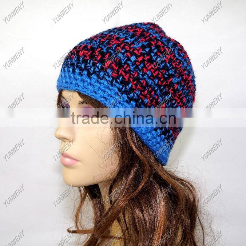 crochet hat for adult,whosale winter women knitted ball crochet hat for adult