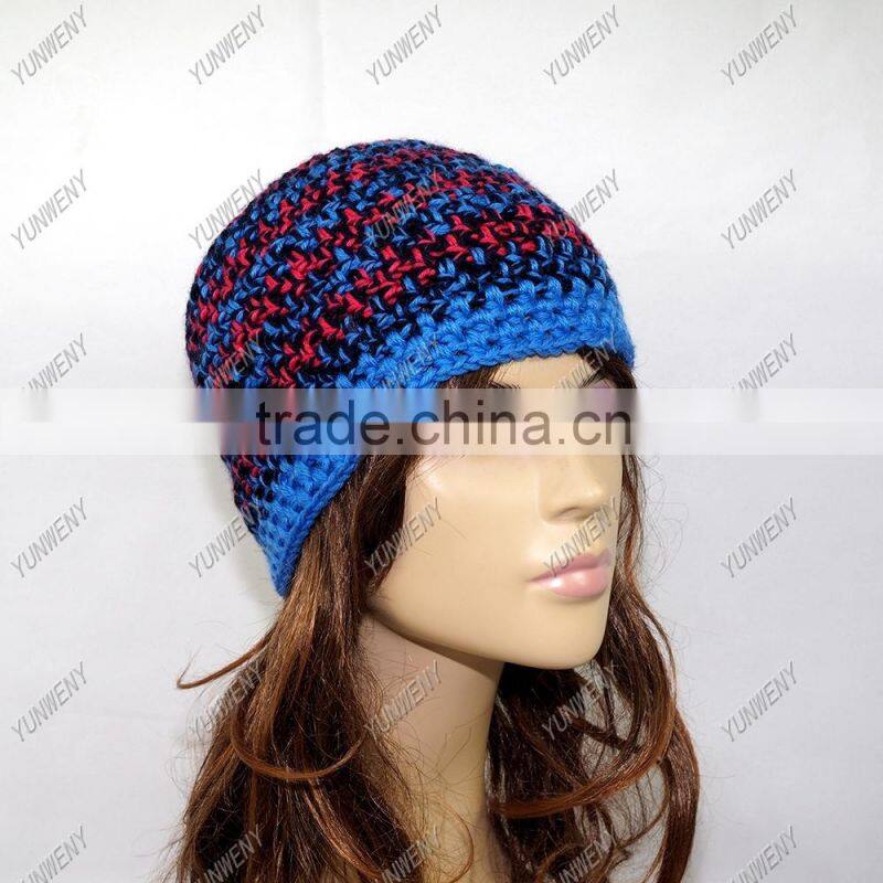 crochet hat for adult,whosale winter women knitted ball crochet hat for adult