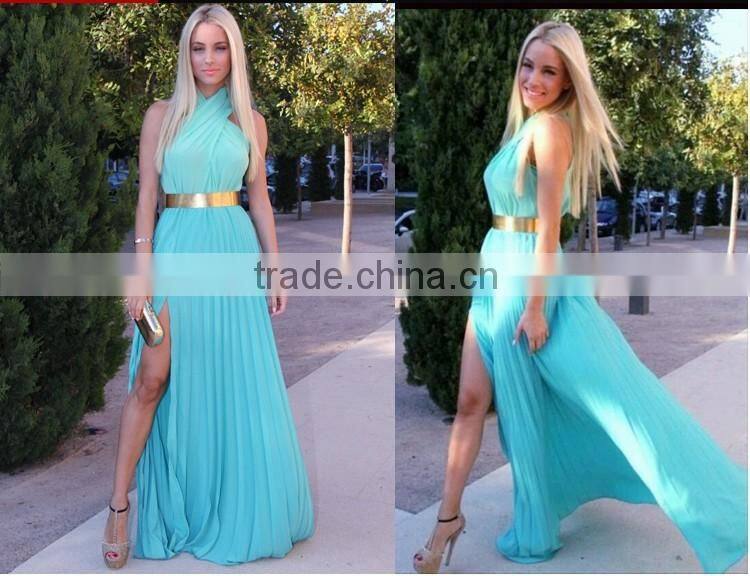 hot sale lady sex dresses, women dress for party,long cross hanging neck dress