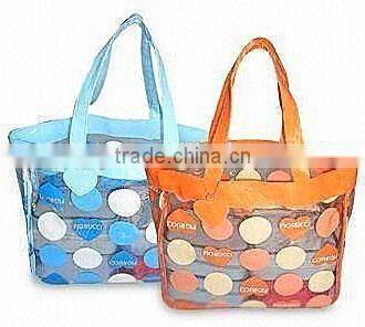PVC ladies cosmetics bags floral shopping bag