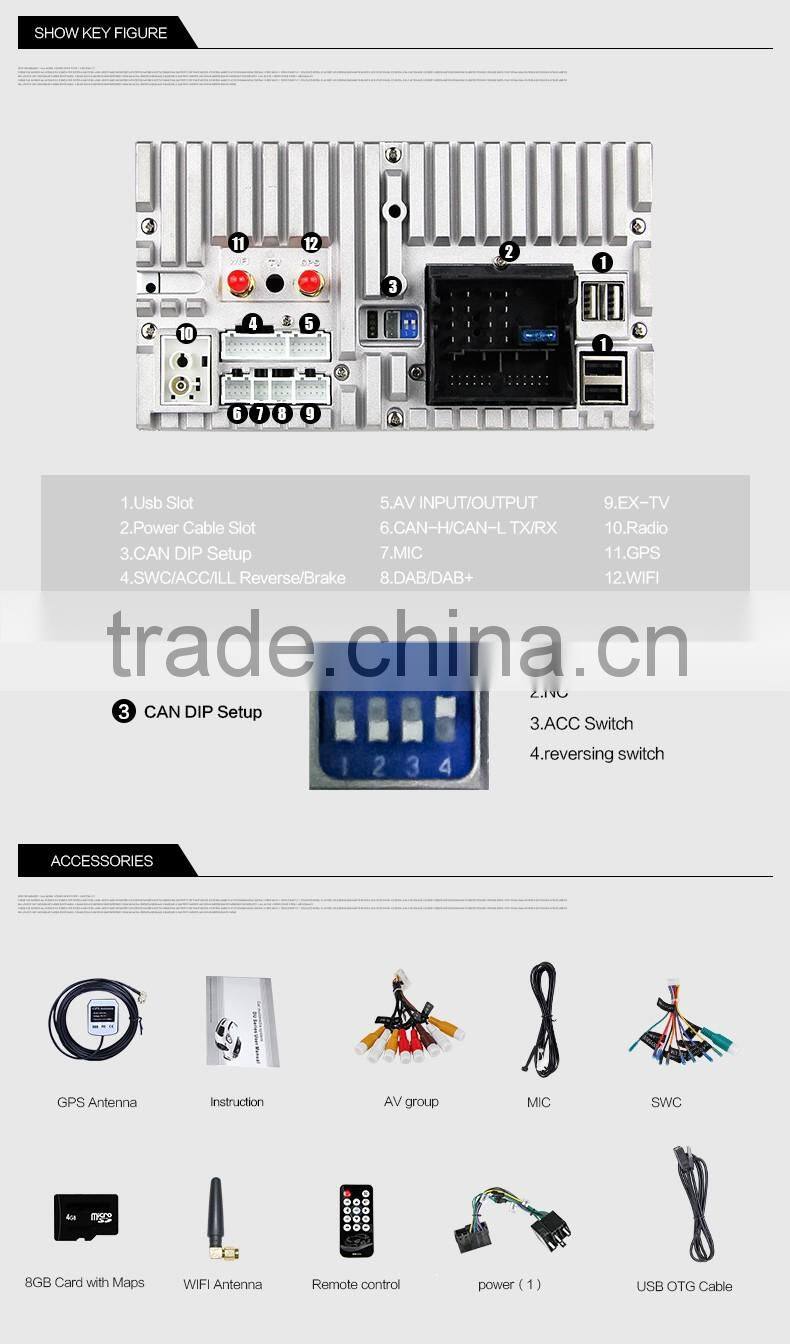 7 inch double din car DVD player with GPS MP3/MP4 player mutimedia FM