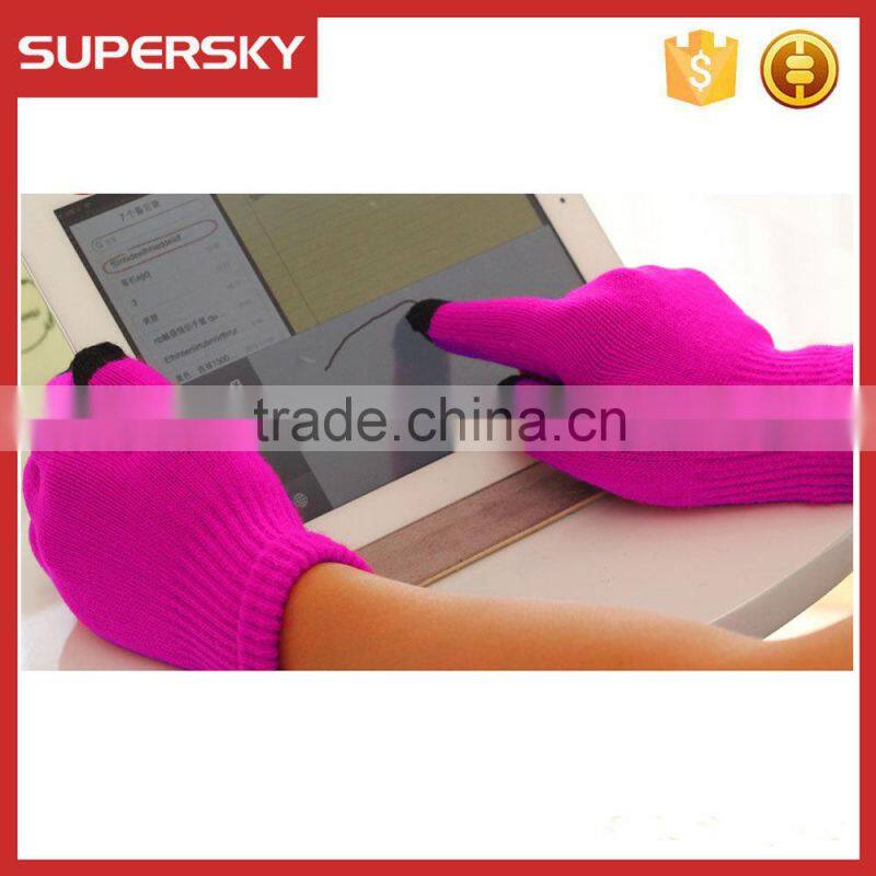 V-375 Cheap simple plain winter hand warmer gloves magic touch screen gloves
