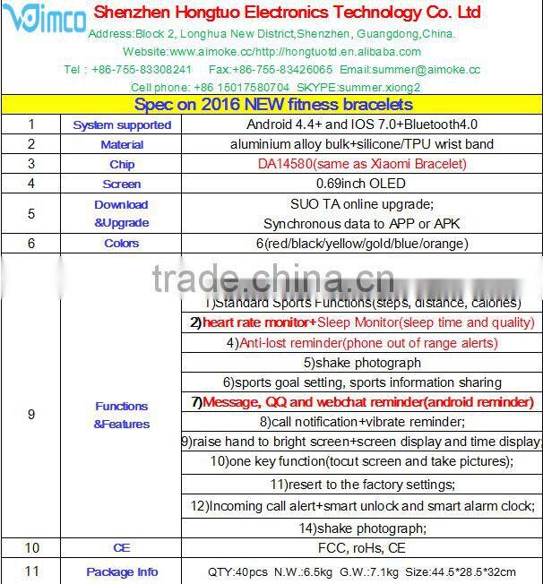 cheap Heart rate waterproof smart bracelet fitness tracker, pedometer china can compared with XIAOMI