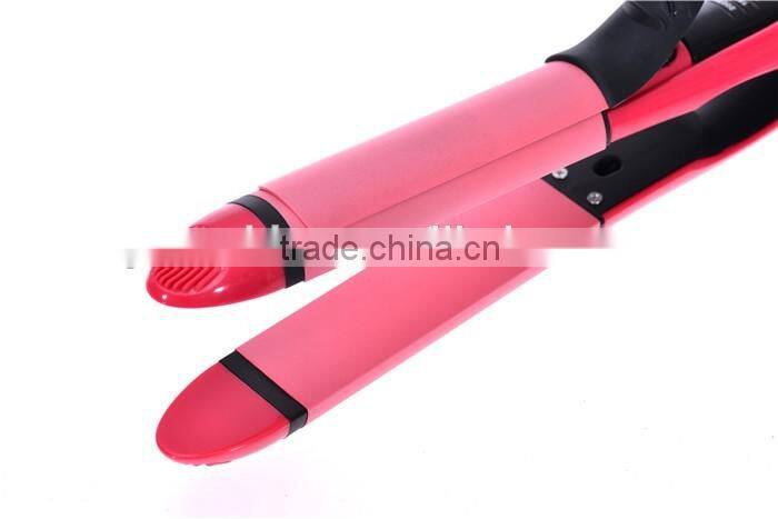 Fine hair straightener and curling iron in one LED