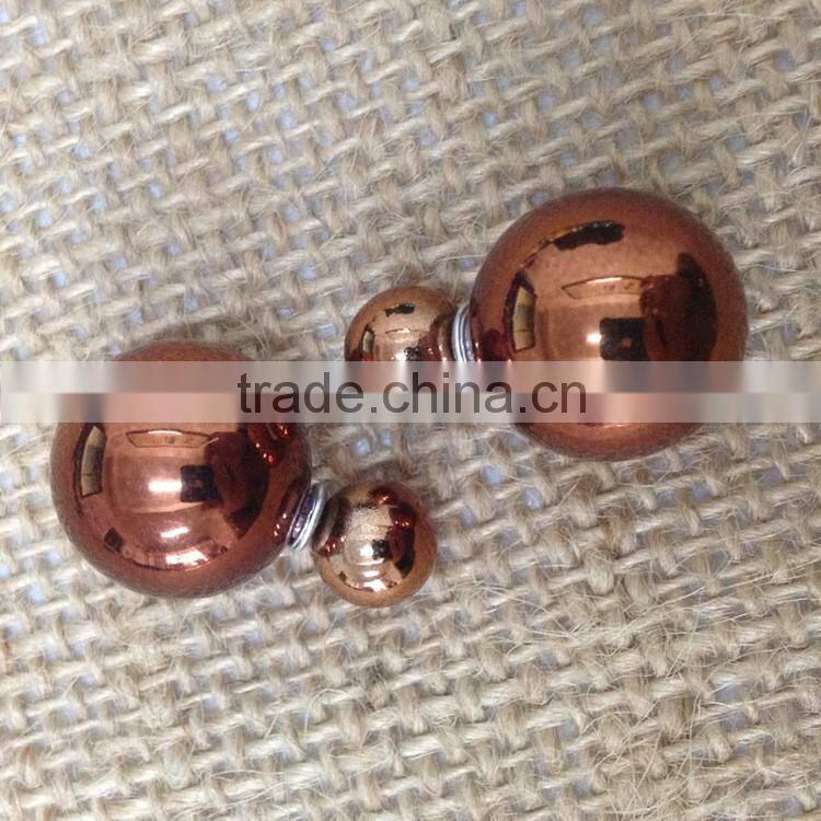 Fashion Imitation Double Ball Stud Pearl Earrings For Women