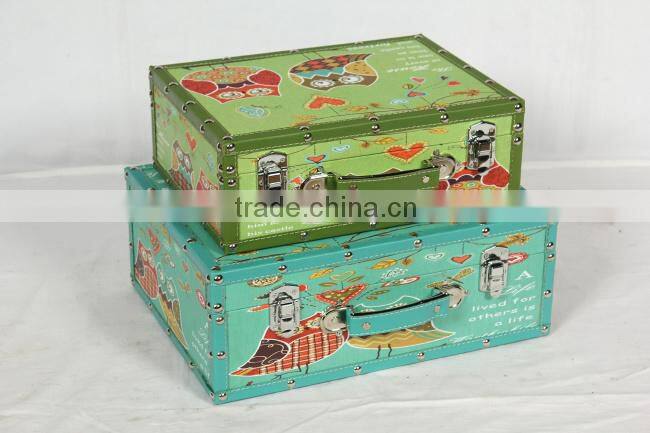 shabby chic Decorative painted antique wooden storage trunk