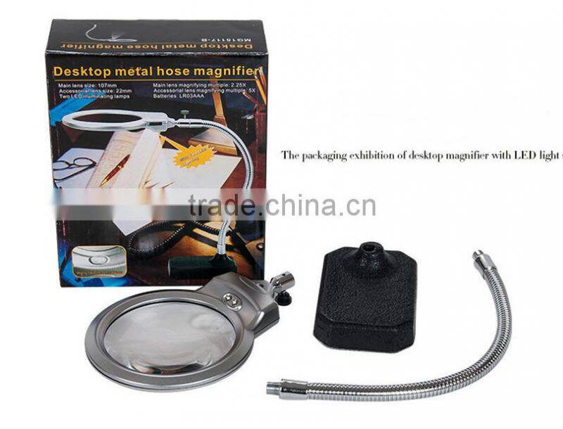 Metal desktop magnifying glasses WITH 2 led lights
