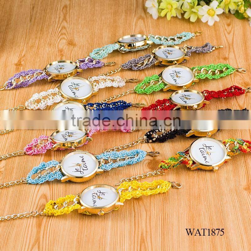 New Classic Geneva Ethnic Braided Analog Quartz Chain jetaime stainless steel watch