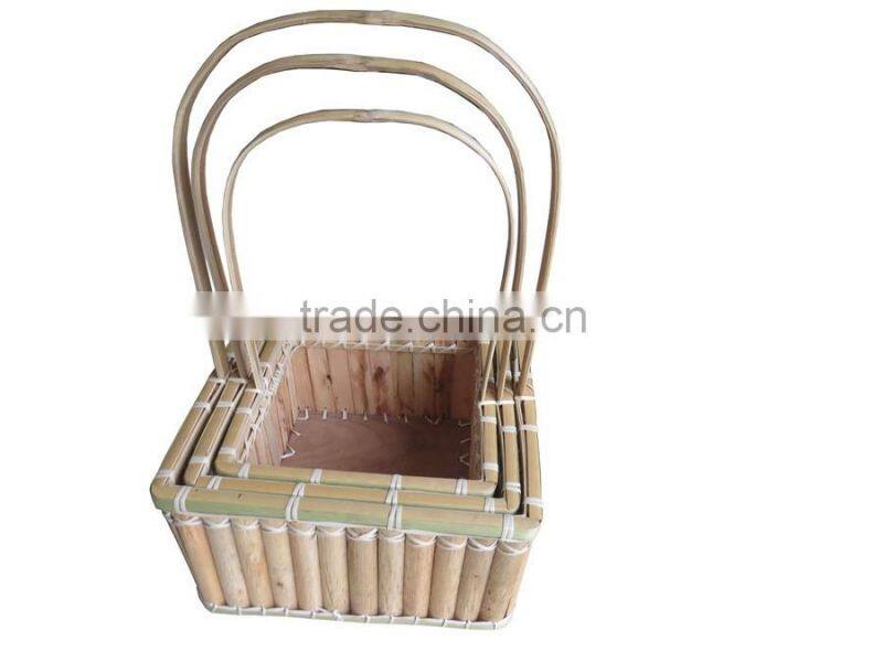 New design wood basket with handle